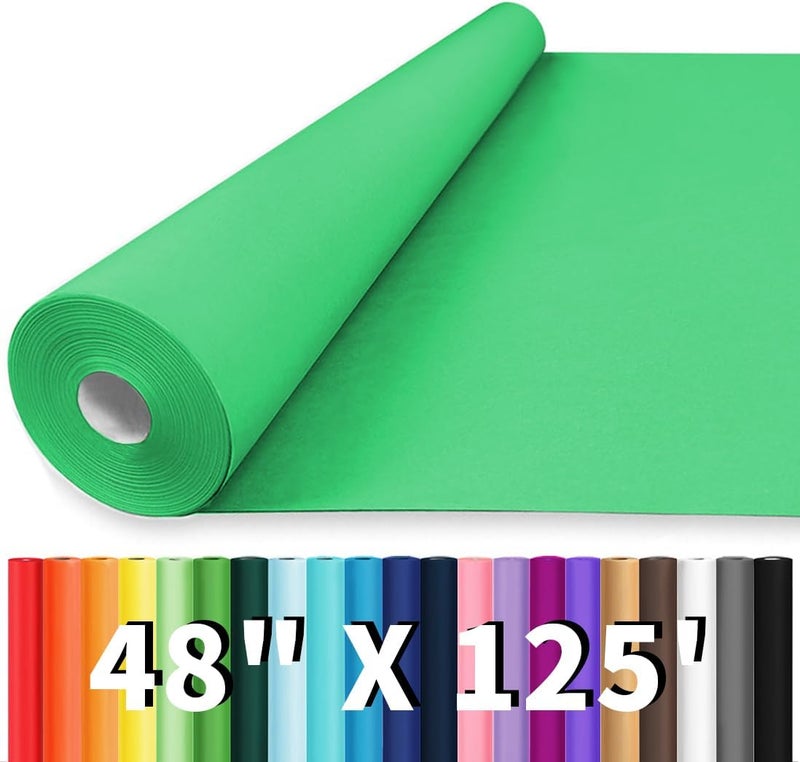 Vanhench 48"x1500"(125') Green Wrapping Paper, Solid Color Art Kraft Craft Paper for Christmas/Birthday Gift Wrapping, Bouquet Flower Crafts Packing Poster Bulletin Board Paper - Image 1